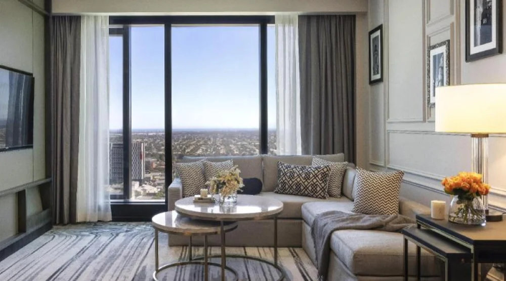 Prestige Suite, Club Millésime Access, One King Bed, Living Room at Sofitel Adelaide