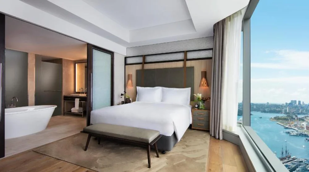 Prestige Suite, Club Millésime Benefits, One King Size Bed, Living Room, Darling Harbour View at Sofitel Sydney Darling Harbour