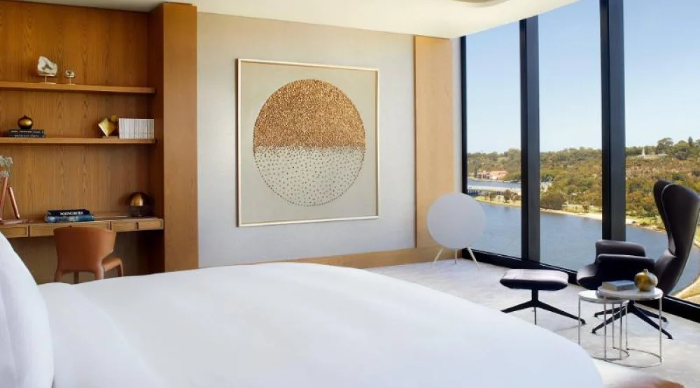 The Ritz-carlton Suite, One Bedroom Larger Suite, One King, Elizabeth Quay View, River View, Balcony at The Ritz-Carlton Perth