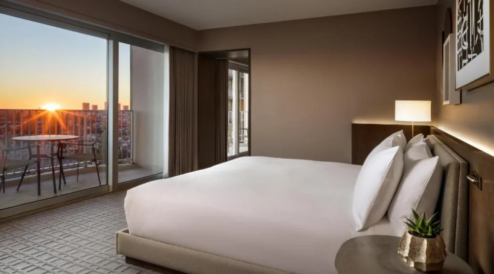 One Bedroom Corner King Suite with Two Bathrooms and Two Balconies at Fairmont Century Plaza