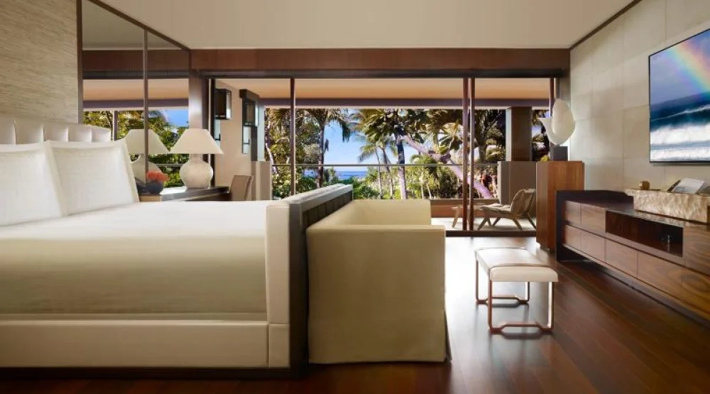 Ohana Partial Ocean View Suite with King Bed at Four Seasons Resort Lanai