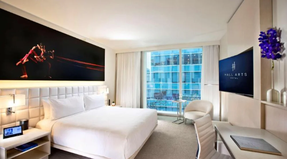 One King Bed Guest Room at HALL Arts Hotel Dallas Curio Collection by Hilton