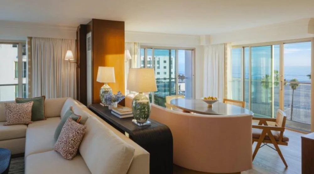 Oceanfront Corner One Bedroom King Suite at Regent Santa Monica Beach