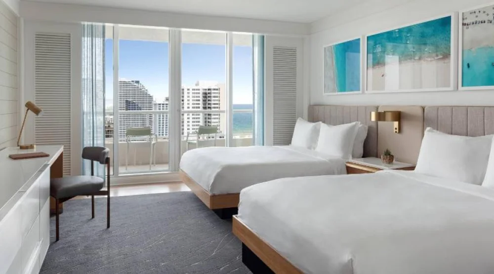 Guest Room with Two Double Beds and Balcony - Partial Ocean View at The Ritz-Carlton Fort Lauderdale