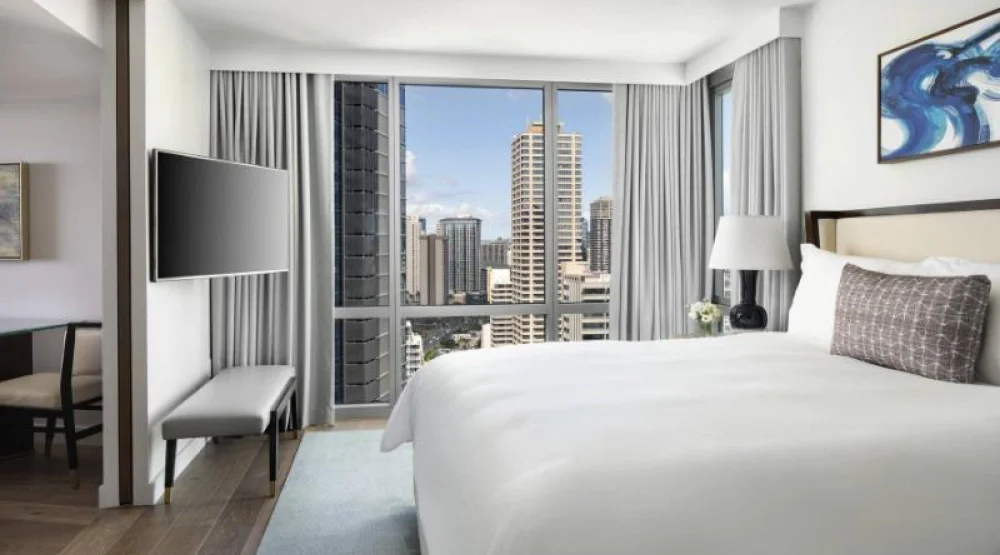 Ocean View Corner Suite, One Bedroom Suite, One King, Sofa Bed, Ocean View, Corner Room at The Ritz-Carlton Residences Waikiki Beach