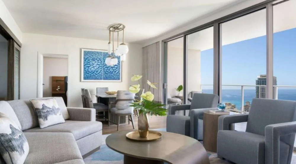 2-bedroom Premier Ocean, Suite, Bedroom 1: One King, Bedroom 2: One Queen, Sofa Bed, Ocean View at The Ritz-Carlton Residences Waikiki Beach