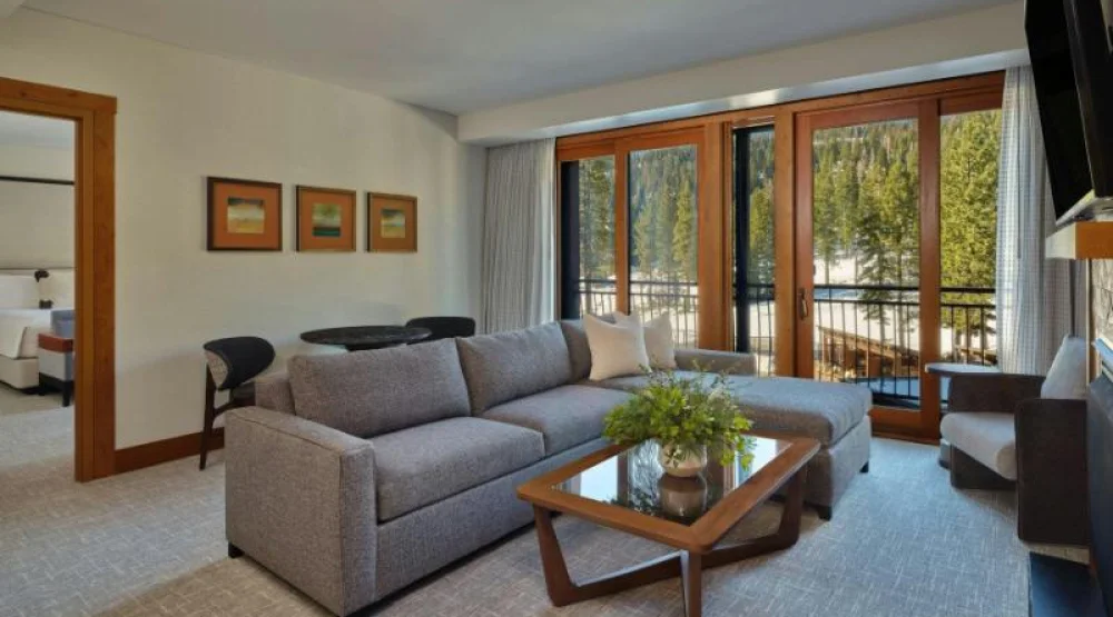 Club Lounge Access, One Bedroom Suite, One King, Sofa Bed, Mountain View, Fireplace at The Ritz-Carlton Lake Tahoe