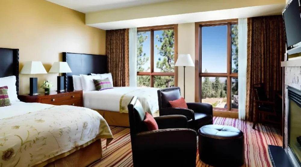 Club Queen Room, Club Lounge Access, Guest Room, Two Queen, Fireplace at The Ritz-Carlton Lake Tahoe