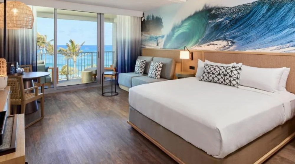 Ocean View Lanai, Guest Room, One King, Sofa Bed, Ocean View, Lanai at The Ritz-Carlton Oahu Turtle Bay