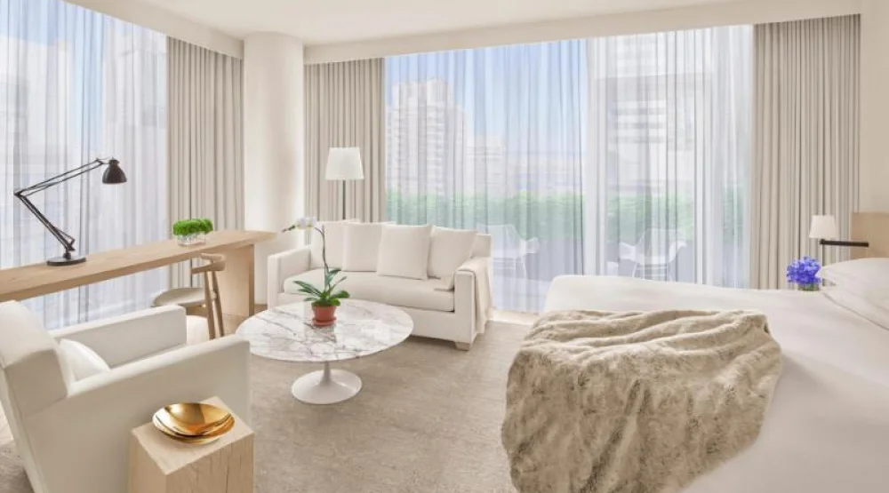 Premier Balcony Suite, Suite, One King, Times Square View, River View, Corner Room, High Floor at The Times Square Edition