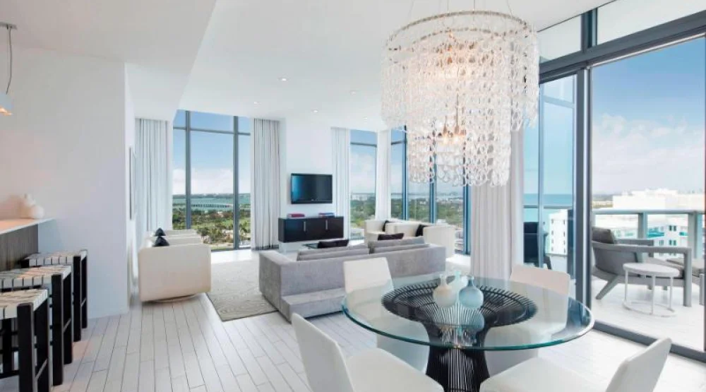 Penthouse 8, Two Bedroom Bi-level Suite, Bedroom 1: One King, Bedroom 2: One King, Ocean View, Balcony at W South Beach Hotel
