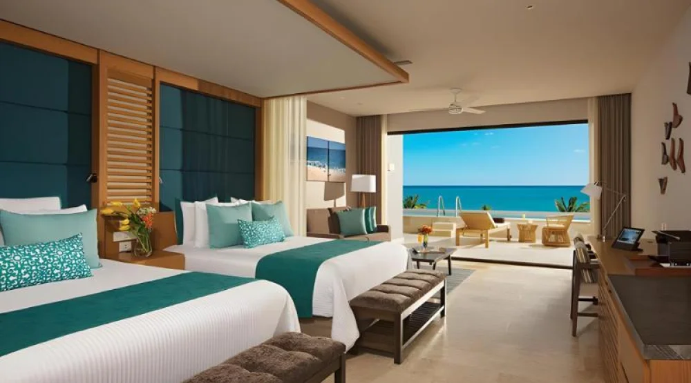 Junior Suite Partial Ocean View - Two Queen Beds - All Inclusive at Dreams Playa Mujeres Golf & Spa Resort