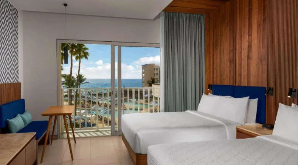 Ocean View Two Queen Bed Room at Hilton Cancun Mar Caribe All-Inclusive Resort