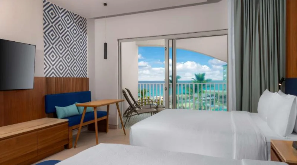 Deluxe Ocean View Two Queen Room-balcony at Hilton Cancun Mar Caribe All-Inclusive Resort
