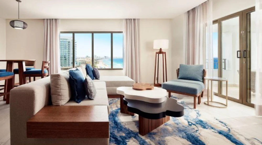 Grand Ocean Front Suite, One Bedroom Larger Suite, One King, Sofa Bed, Oceanfront View View, Balcony at JW Marriott Cancun Resort & Spa