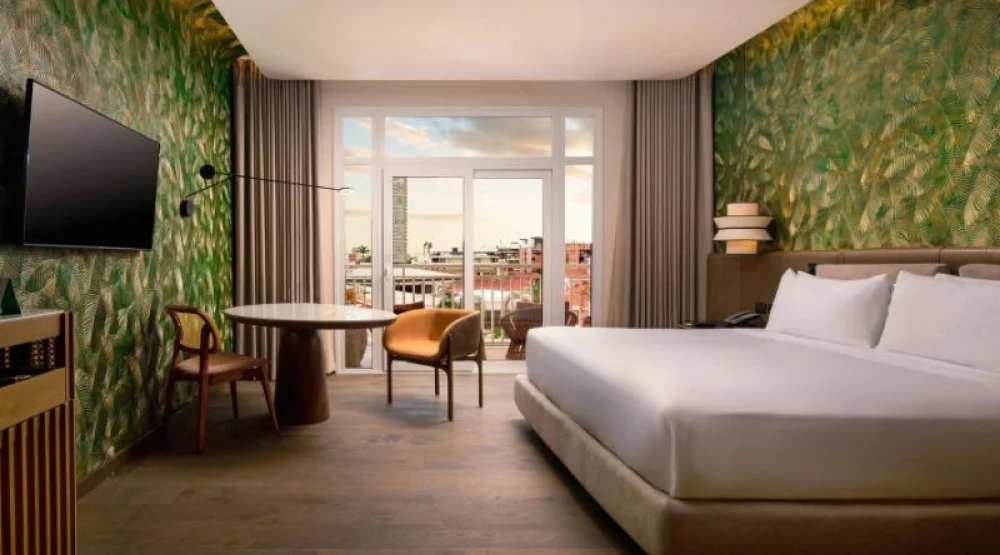 Tower Pool View King, Club Lounge Access, Guest Room, One King, Pool View, Balcony at Los Tajibos a Tribute Portfolio Hotel