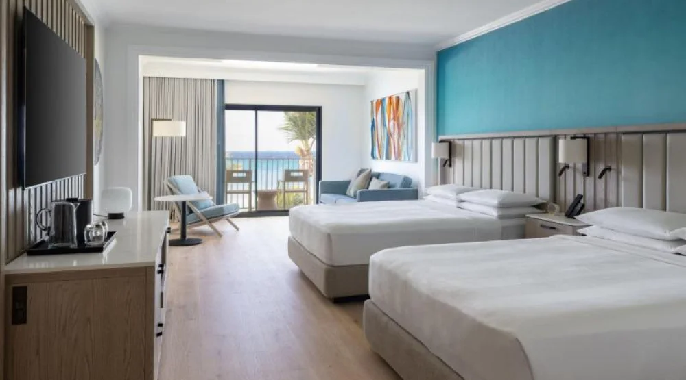 Junior Suite Two Queens, Junior Suite, Two Queen, Sofa Bed, Oceanfront, Balcony at Grand Cayman Marriott Resort