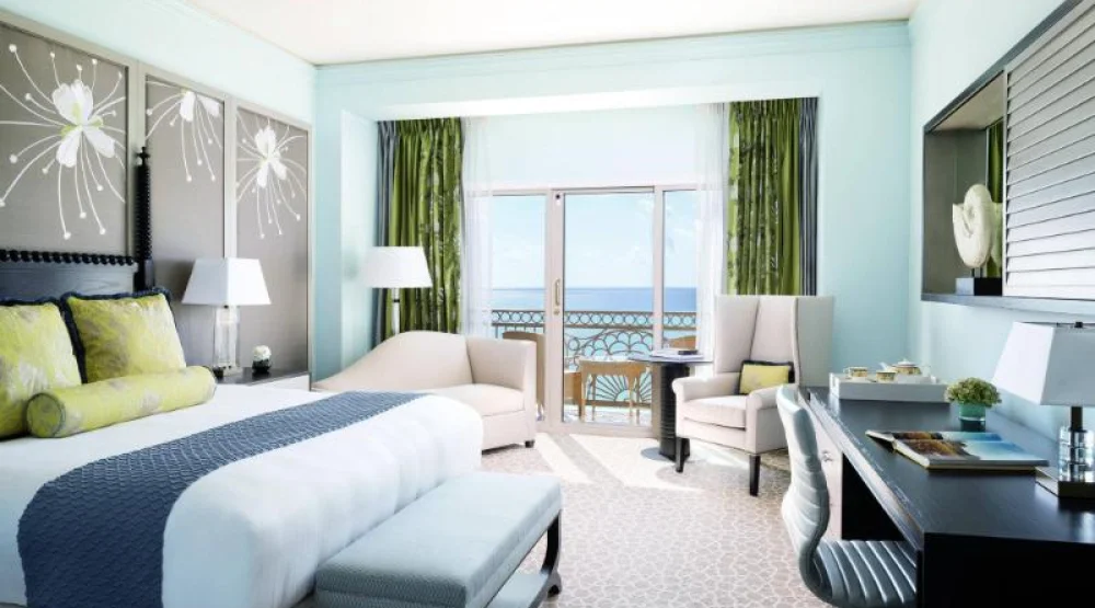 Oceanfront, Guest Room, Two Queen, Ocean Tower, Balcony at The Ritz-Carlton Grand Cayman