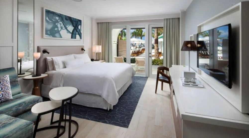 Ocean Pool View-lanai, Guest Room, One King, Sofa Bed, Ocean View, Poolside at The Westin Grand Cayman Seven Mile Beach Resort