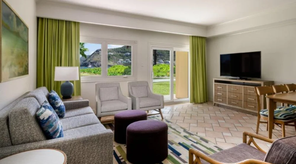 Two Bedroom Villa, Bedroom 1: One King, Bedroom 2: Two Queen, Sofa Bed, Garden View, Balcony at Marriott's St. Kitts Beach Club