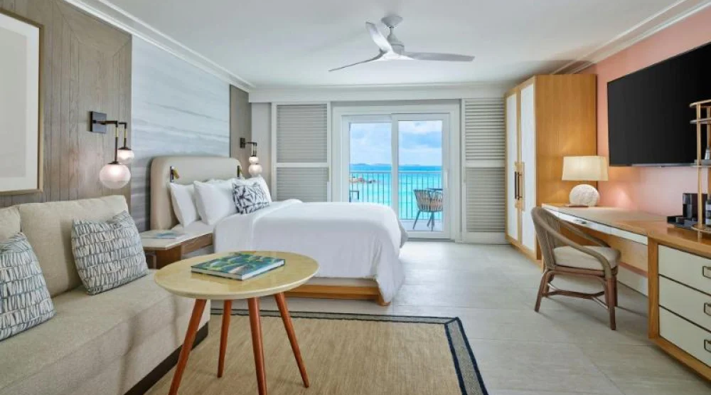 Middle Floor Oceanfront, Guest Room, One King, Sofa Bed, Oceanfront, Mid Floor, Balcony at Buoy Haus Beach Resort St. Thomas