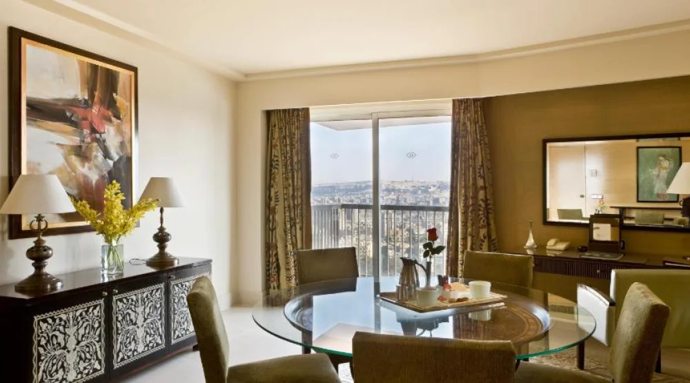 Opera Suite King Size Bed Panoramic Nile View Living and Dining Room Private Balconies at Sofitel Cairo El Gezirah