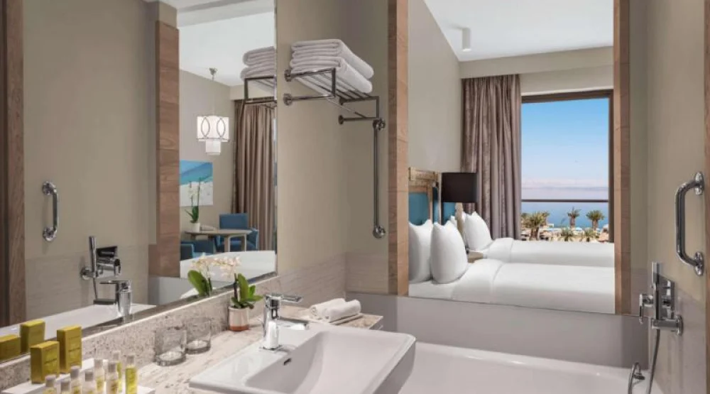 Two Double Bed Deluxe Room with Sea View at Hilton Dead Sea Resort