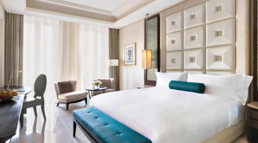 Deluxe Guest Room, One King, Garden View, Mid Floor, Balcony at Al Bustan Palace a Ritz-Carlton Hotel