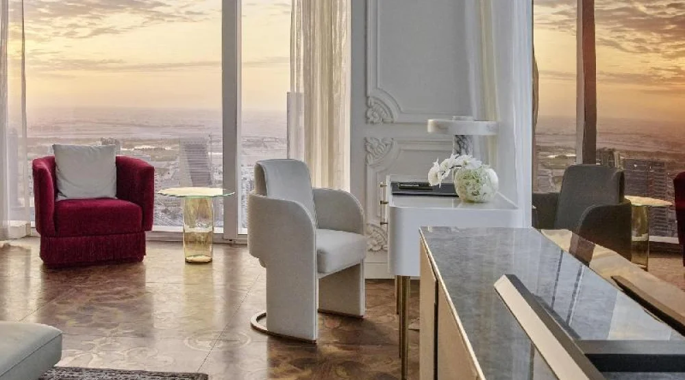 Royal Suite with One Double and Two Twin Beds at Raffles Doha