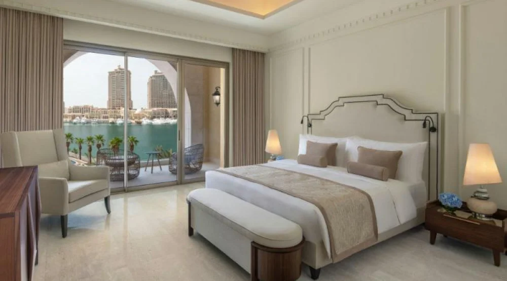Two Bedroom Suite, Bedroom 1: One King, Bedroom 2: Two Twin, Marina View, Balcony at The St. Regis Marsa Arabia Island The Pearl Qatar