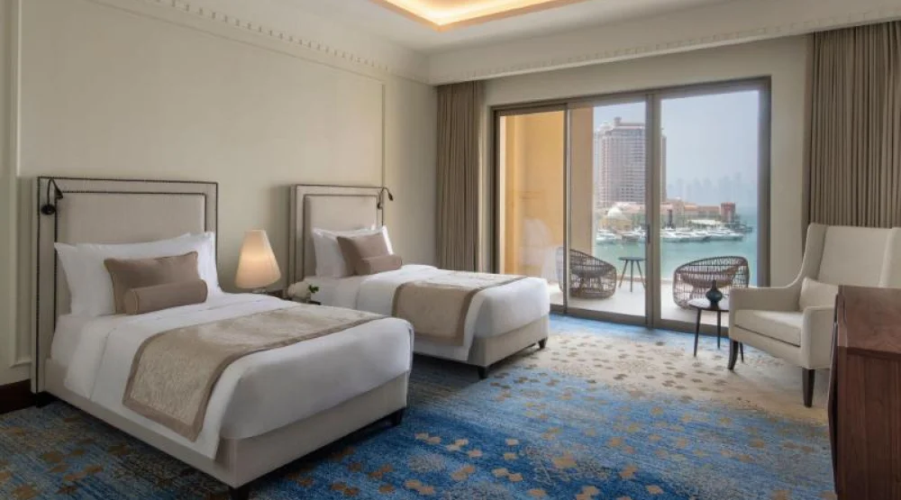 Two Bedroom Suite, Bedroom 1: One King, Bedroom 2: Two Twin, Sea View, Balcony at The St. Regis Marsa Arabia Island The Pearl Qatar