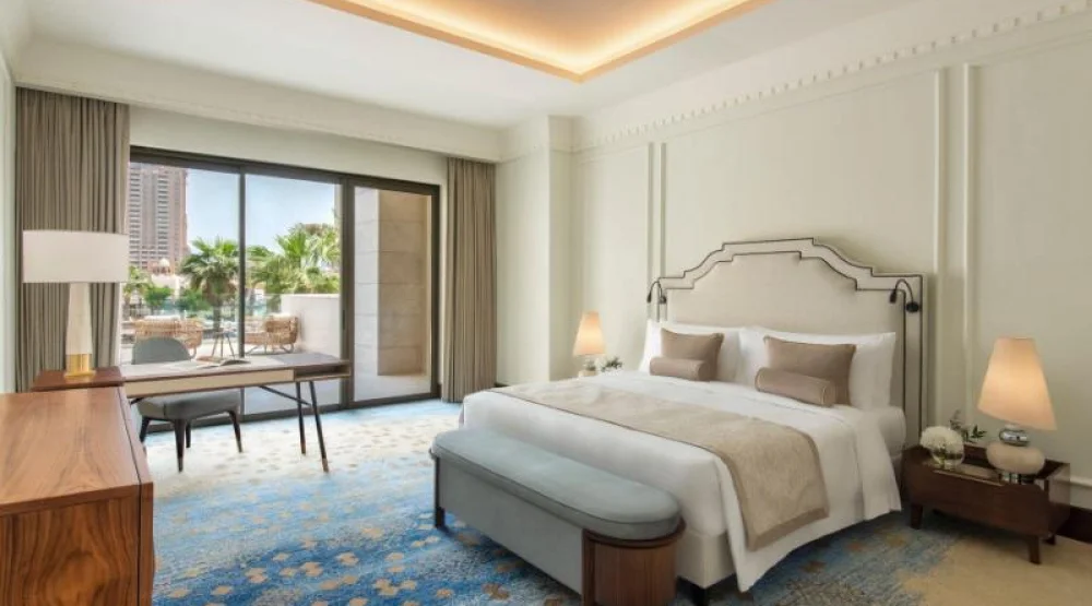 Two Bedroom Suite, Townhouse, Bedroom 1: One King, Bedroom 2: Two Twin, Poolside, Patio at The St. Regis Marsa Arabia Island The Pearl Qatar