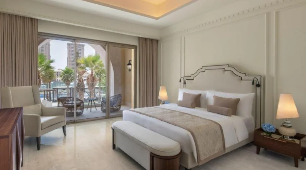 Two Bedroom Duplex Suite, Townhouse, Bedroom 1: One King, Bedroom 2: Two Twin, Poolside, Patio at The St. Regis Marsa Arabia Island The Pearl Qatar