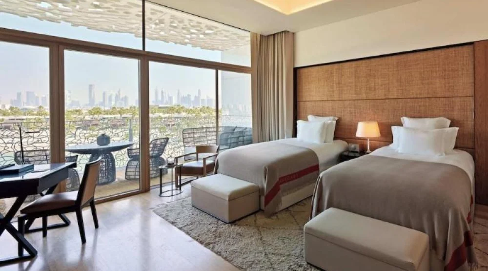 Deluxe Room, Guest Room, Two Queen, Beach View, Balcony at Bvlgari Resort Dubai