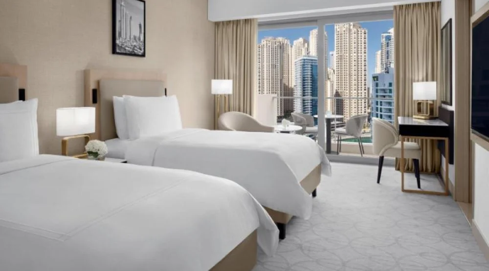 Executive, Club Level, Guest Room, Two Twin, City View, Balcony at JW Marriott Hotel Marina