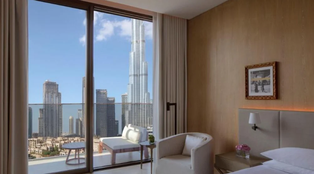 Deluxe, Guest Room, One King, Burj Khalifa View, Balcony at The Dubai Edition