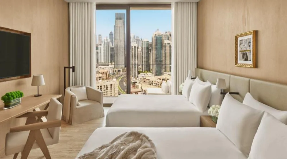 Deluxe, Guest Room, Two Queen, Burj Khalifa View, Balcony at The Dubai Edition