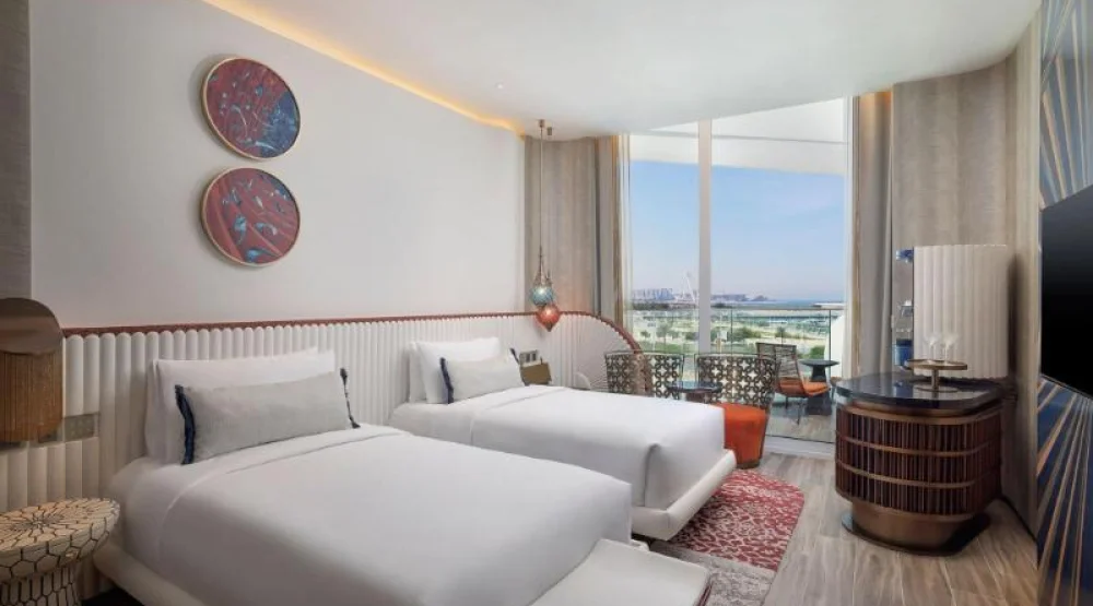 Fantastic, Guest Room, Two Twin, Sea View, Balcony at W Dubai Mina Seyahi