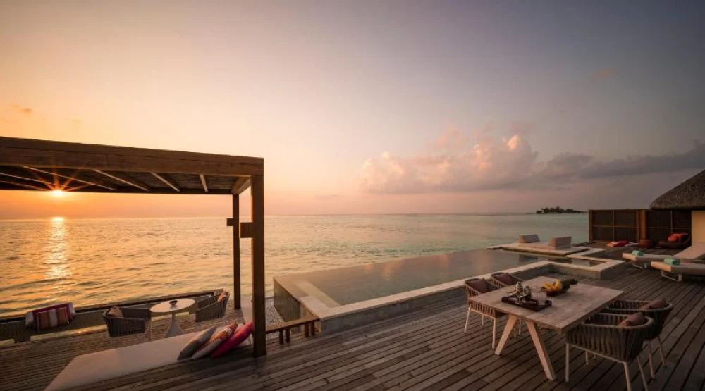 Sunset Two Bedroom Water Suite with Pool at Four Seasons Resort At Kuda Huraa