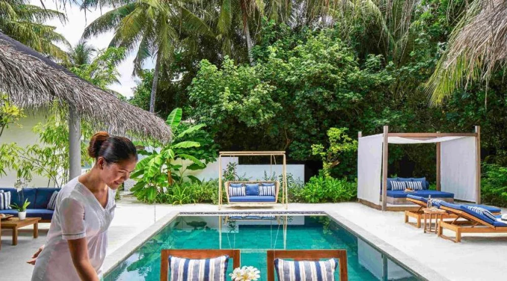 Two Bedroom Sunset Beach Residence at Raffles Maldives Meradhoo