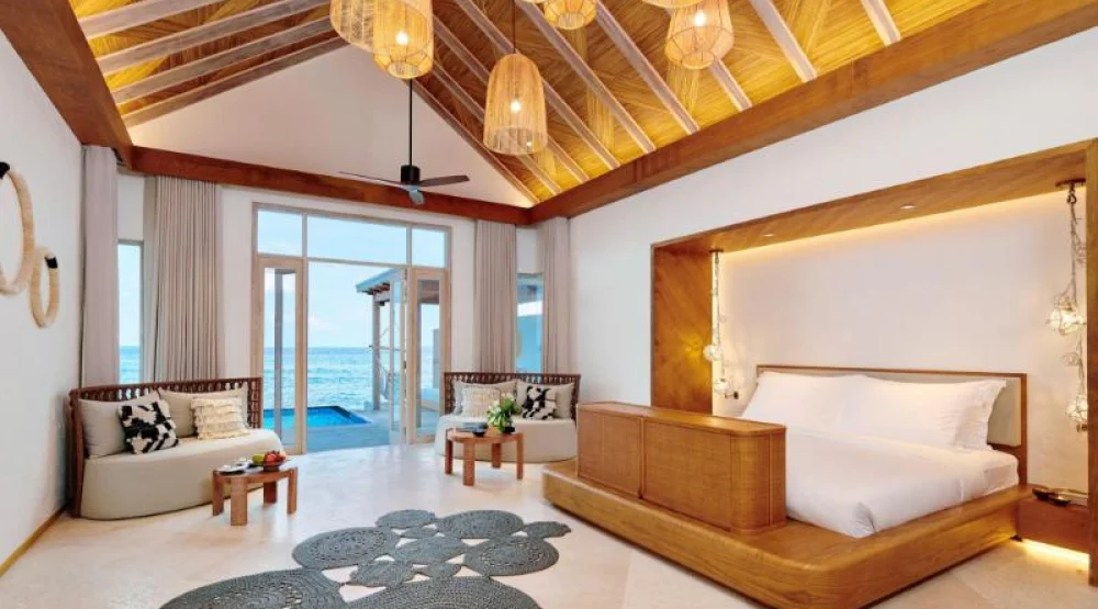Two Bedroom Sunrise Water Villa with Pool at Sirru Fen Fushi Maldives Private Lagoon Resort