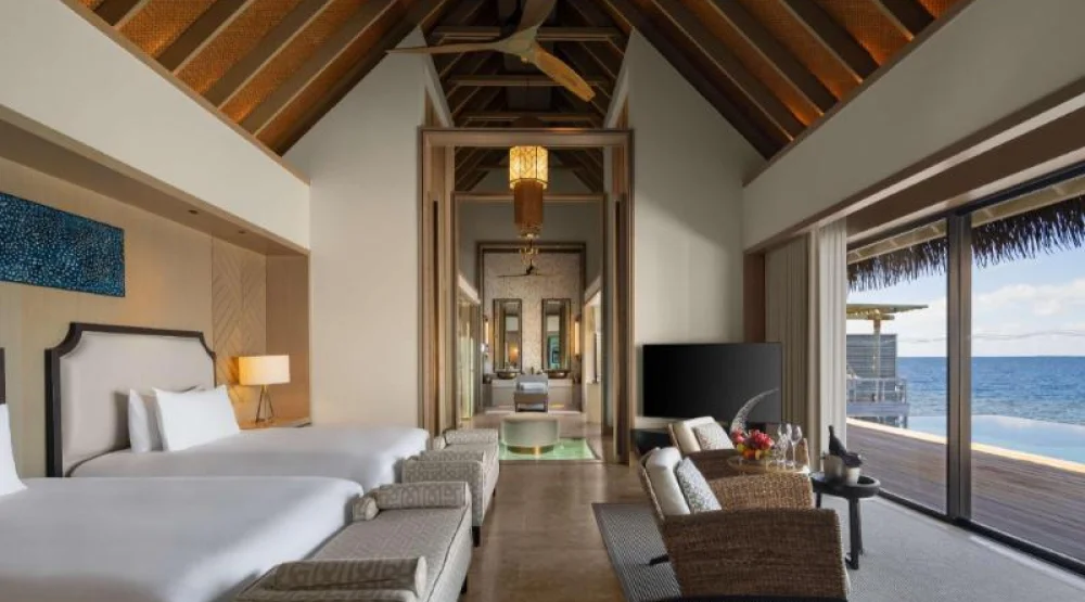Two Queen Bedded Overwater Villa with Pool at Waldorf Astoria Maldives Ithaafushi