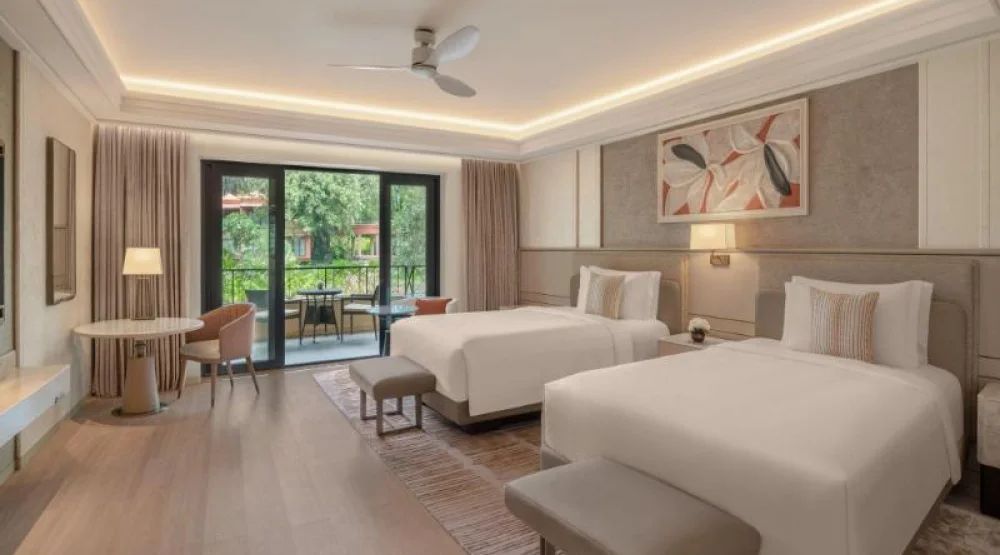 Lagoon Grand Deluxe, Guest Room, Two Twin, Lagoon View, Balcony at The St. Regis Goa Resort