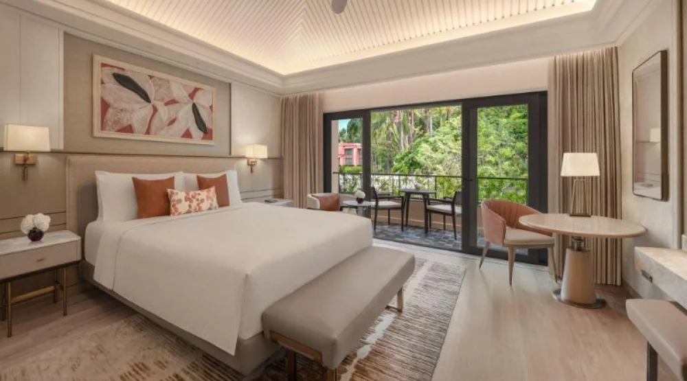 Lagoon Grand Deluxe, Guest Room, One King, Lagoon View, Balcony at The St. Regis Goa Resort