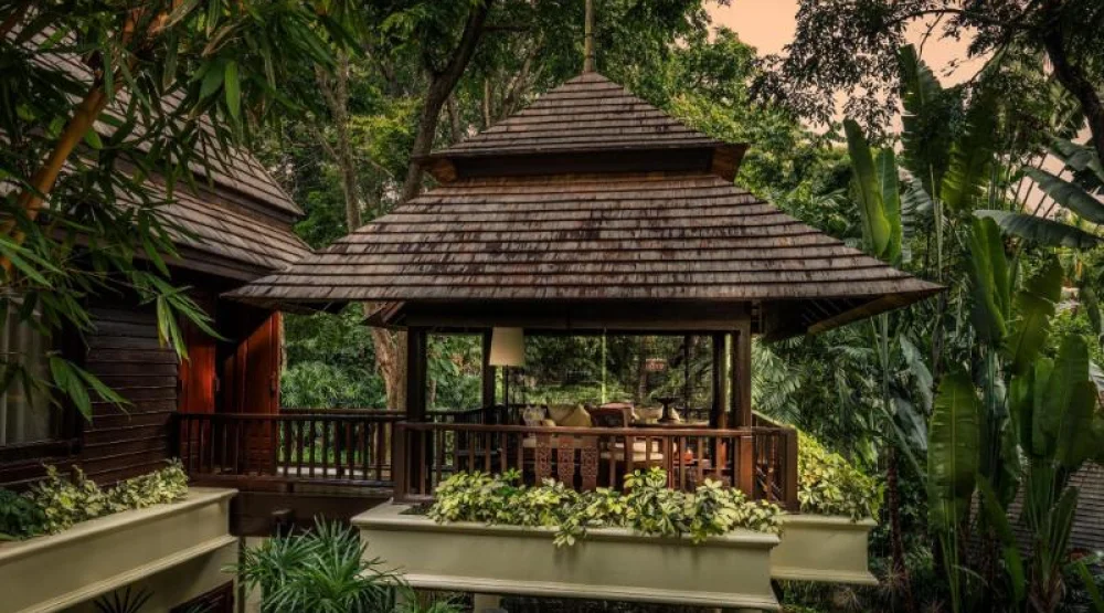 Upper Rice Terrace Pavilion Two Twin Beds at Four Seasons Resort Chiang Mai