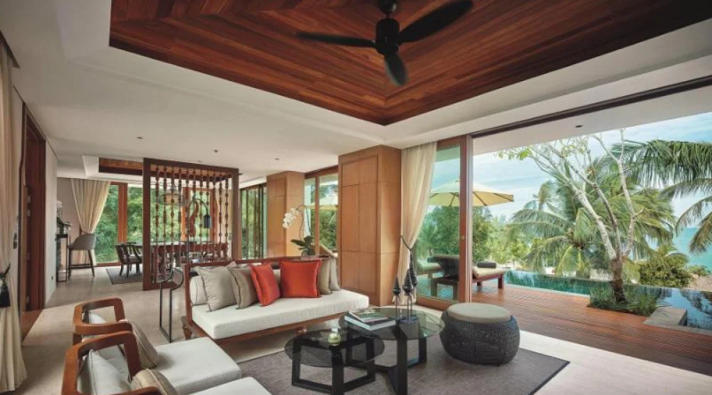 Villa Kasara, Three Bedroom Villa, Bedroom 1: One King, Bedroom 2: One King, Bedroom 3: Two Twin, Balcony at The Ritz-Carlton Koh Samui