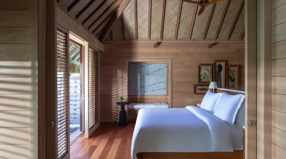 One Bedroom Beach View Over Water Bungalow Suite Two Queen at Four Seasons Resort Bora Bora