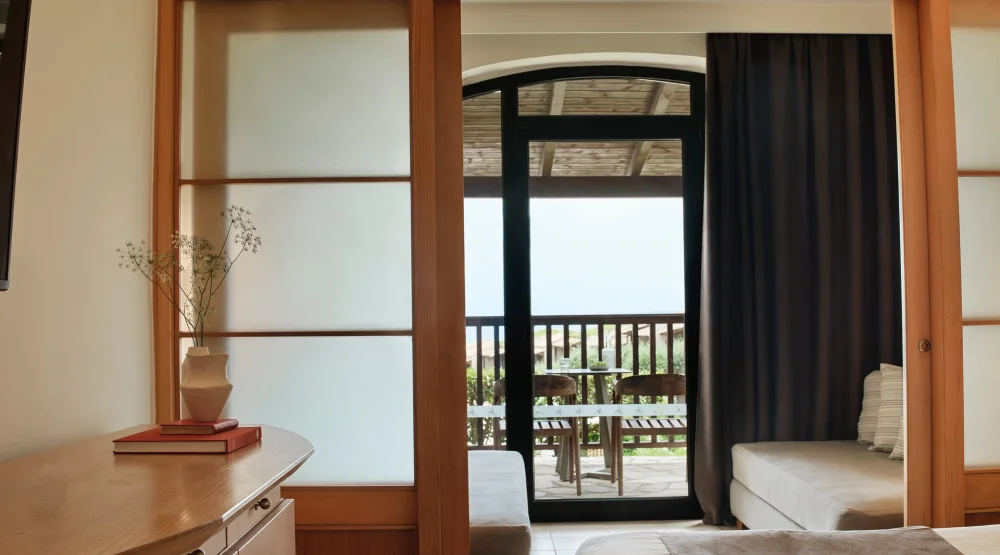 Family Bungalow Sliding Doors at Aeolos Beach Resort