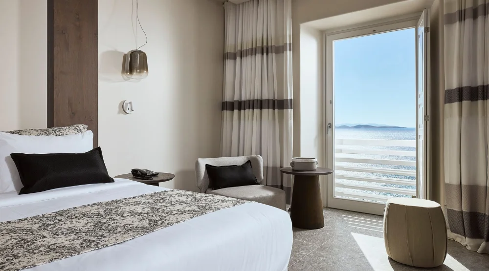 Sunset Deluxe Sea View Suite with Outdoor Heated Whirlpool at Amazon Mykonos Resort & Spa