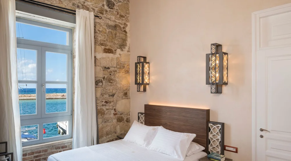 Classic Double Room with Sea View [brick] at Ambassadors Residence Boutique Hotel Chania